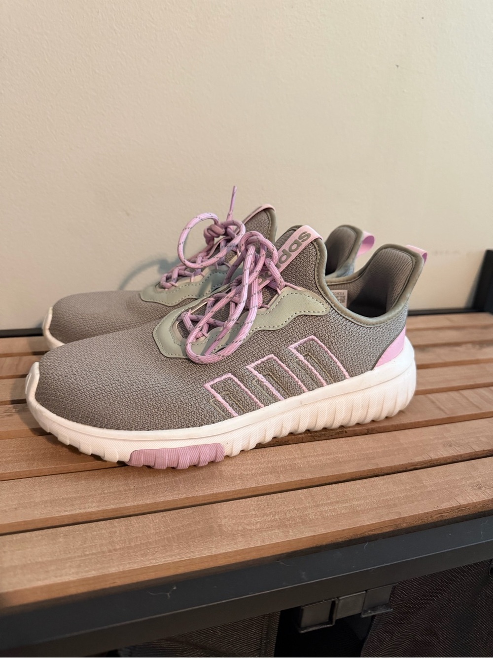adidas Kids Gray and Pink Athletic Sneakers